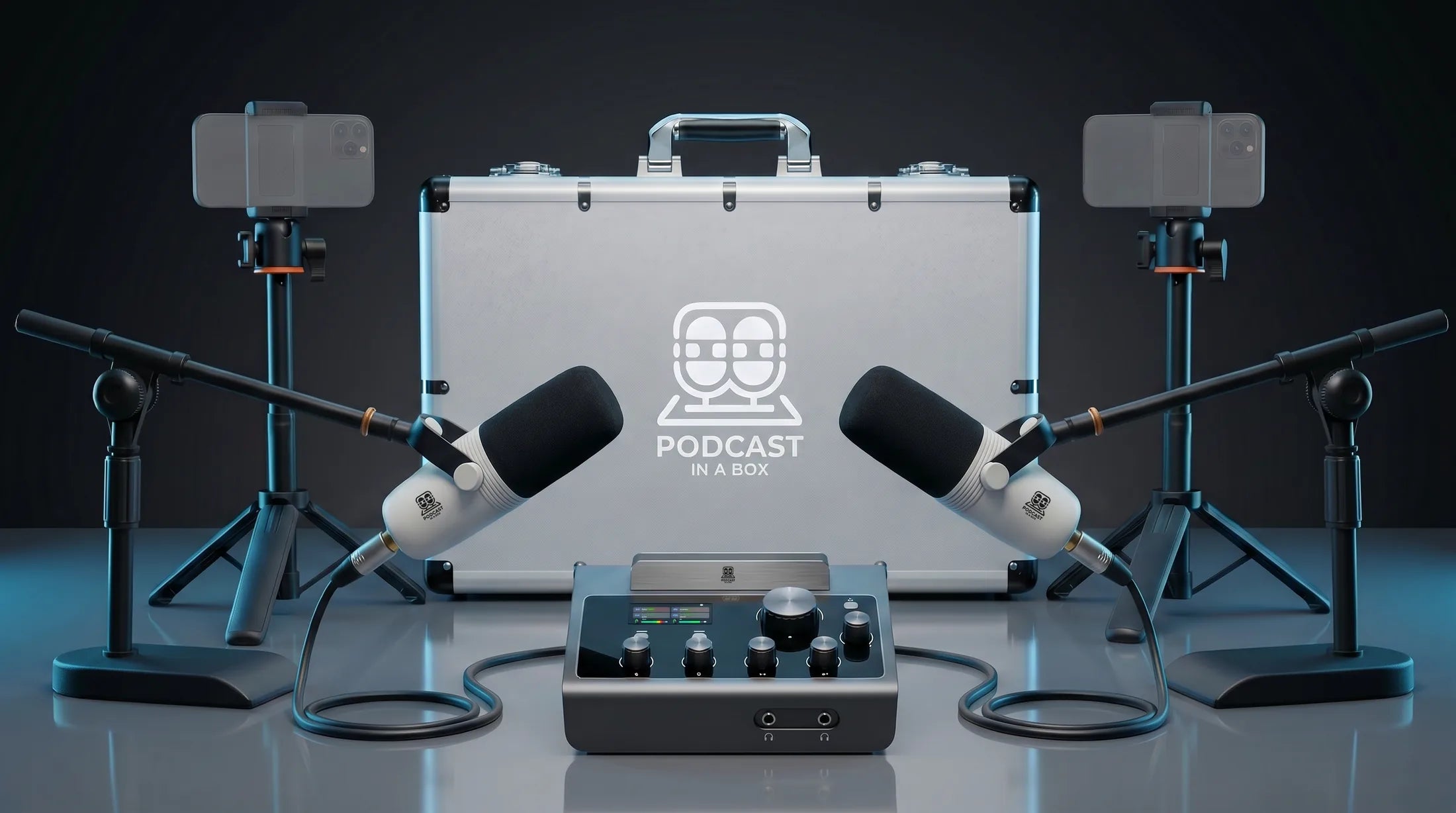Podcast in a Box equipment and recording workflow